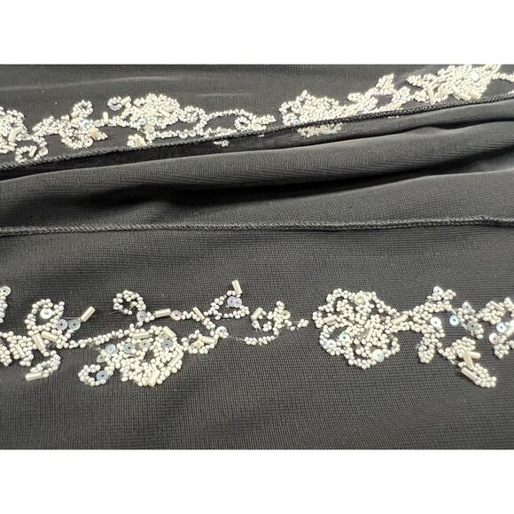 XOXO Dress S Black Mesh Vampy Beaded Y2K Strapless High Low Layers - Picture 7 of 11